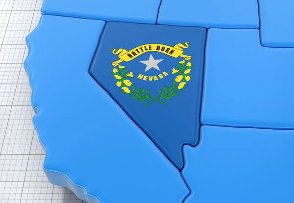 Carte de l'État du Nevada avec drapeau. Image avec chemin de coupure . — Photo