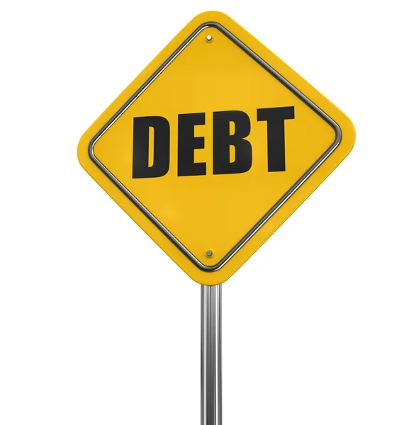 Señal de la deuda. Imagen con ruta de recorte — Foto de Stock