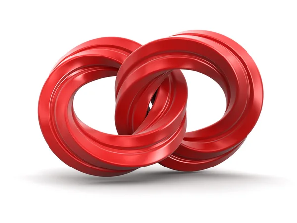 Two bound twisted rings. Image with clipping path — Stock Photo, Image