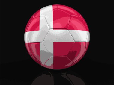 Vektör görüntü. Danimarka bayrağı ile futbol futbol. Görüntü kırpma yolu ile