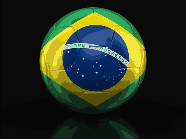 Vektorbild. Fotboll fotboll med brasilianska flaggan. Bild med urklippsbana — Stock vektor