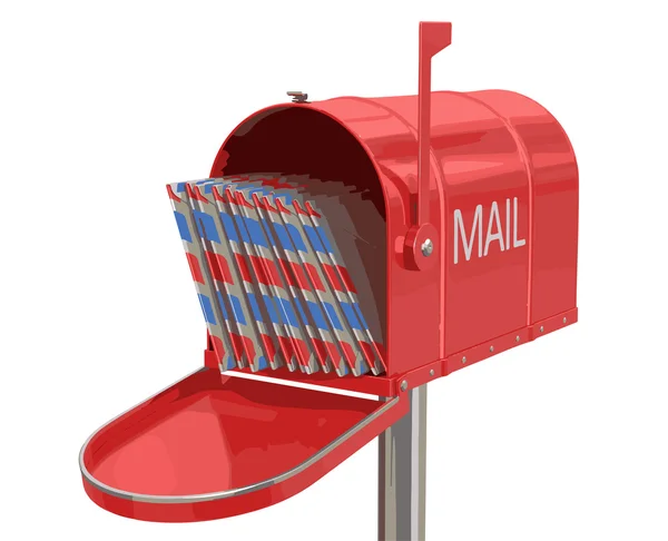 Imagem vetorial. Caixa de correio aberta com letras. Imagem com caminho de recorte —  Vetores de Stock