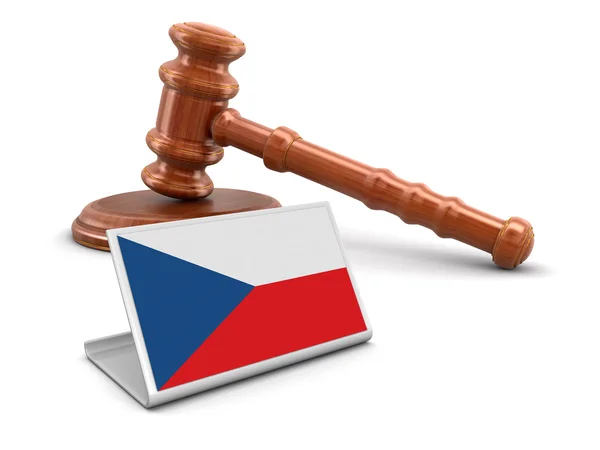 3d wooden mallet and Czech flag. Image with clipping path — Stock Photo, Image