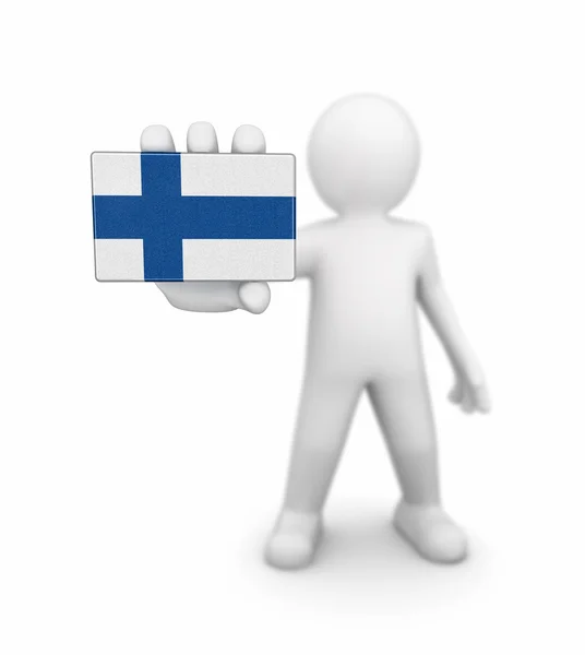 Man and Finnish flag. Image with clipping path — Stock Photo, Image