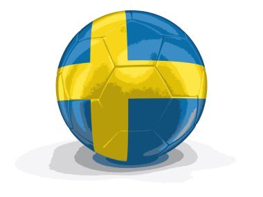 Vektör görüntü. İsveç bandıralı ile futbol futbol. Görüntü kırpma yolu ile