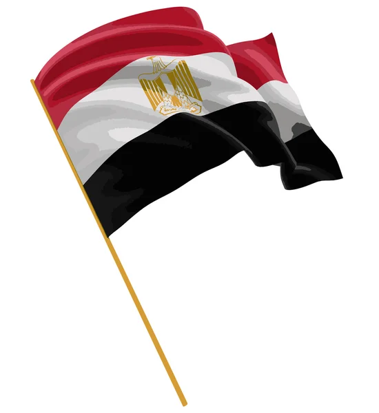 Vector afbeelding. 3D-Egyptische vlag met de structuur van het oppervlak van stof. Witte achtergrond. Afbeelding met uitknippad — Stockvector