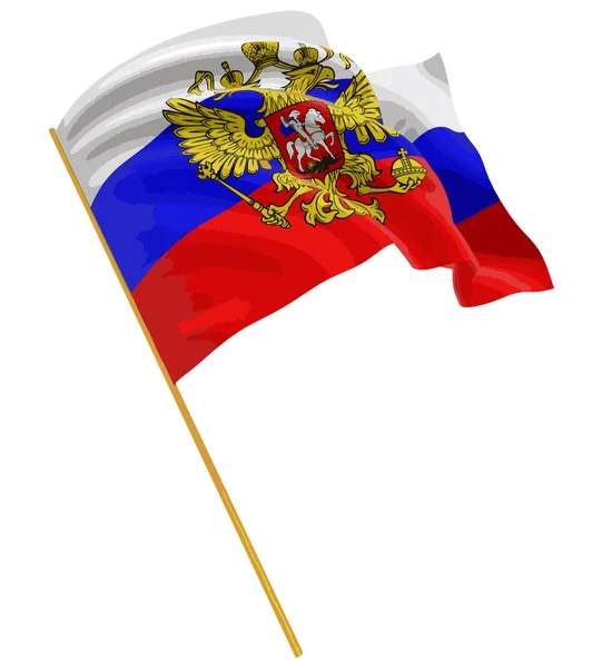 Vektor gambar. Bendera Rusia 3D dengan tekstur permukaan kain. Latar belakang putih. Gambar dengan tapak kliping - Stok Vektor