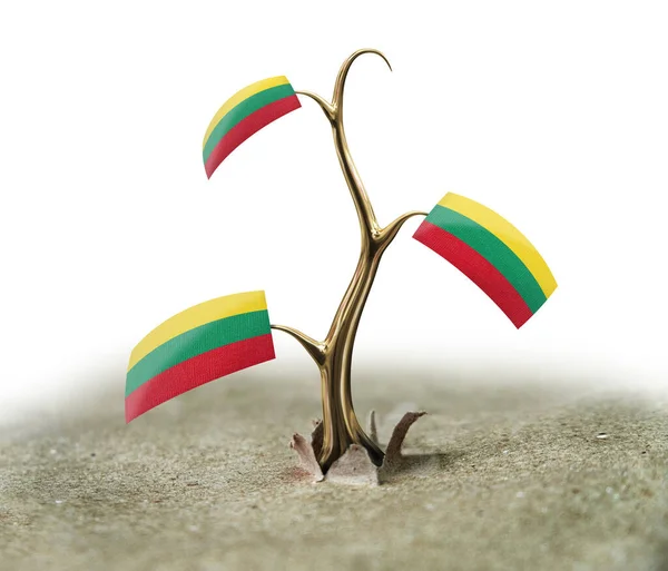 3D芽 白旗上有立陶宛国旗 — 图库照片