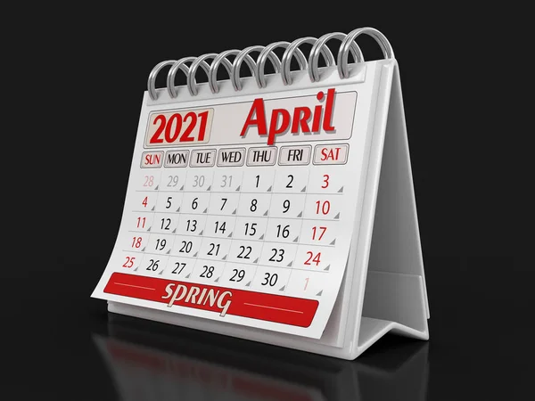 Календар Квітень 2021 Року Відсічний Контур Включено — стокове фото