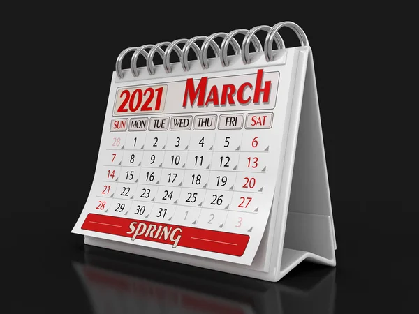 Calendario Marzo 2021 Percorso Ritaglio Incluso — Foto Stock