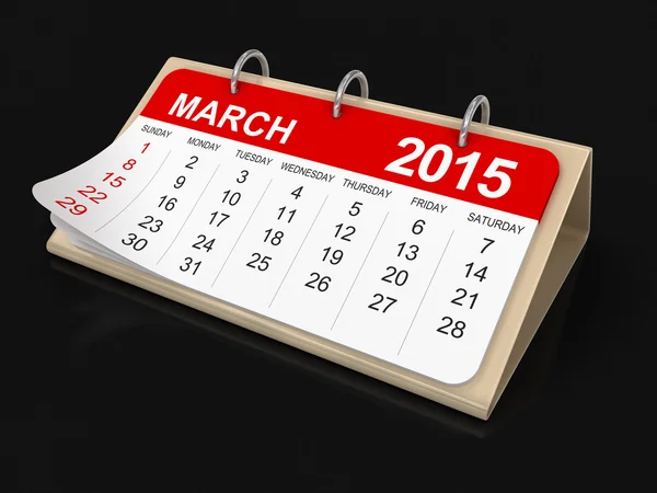 Calendario - Marzo 2015 (ruta de recorte incluida ) — Foto de Stock