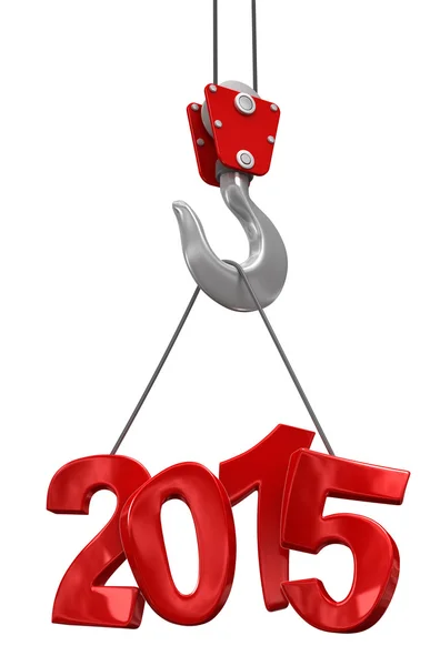 Numbers 2015 on crane hook   (clipping path included) — Stock Photo, Image