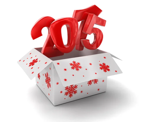 New year 2015 in box (clipping path included) — Stock Photo, Image