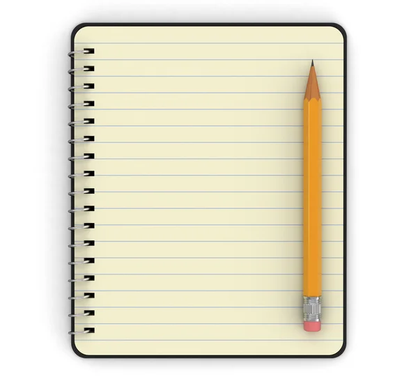 Bloco de notas e lápis (caminho de recorte incluído ) — Fotografia de Stock