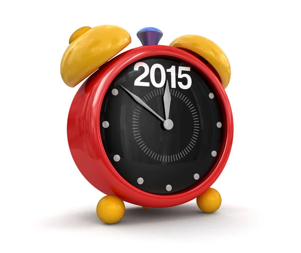 Nowy rok 2015 z budzik (ścieżka przycinająca zawarte) — Zdjęcie stockowe