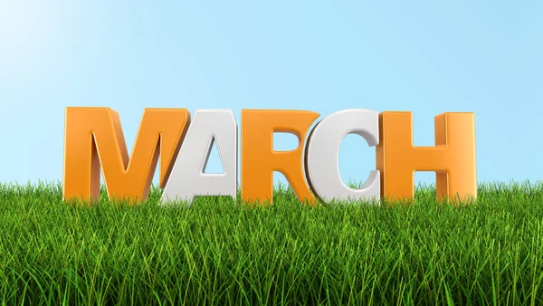 March on grass  (clipping path included) — Stock Photo, Image