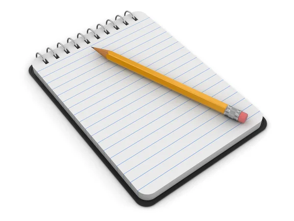 Notepad and Pencil (clipping path included) — Stock Photo, Image