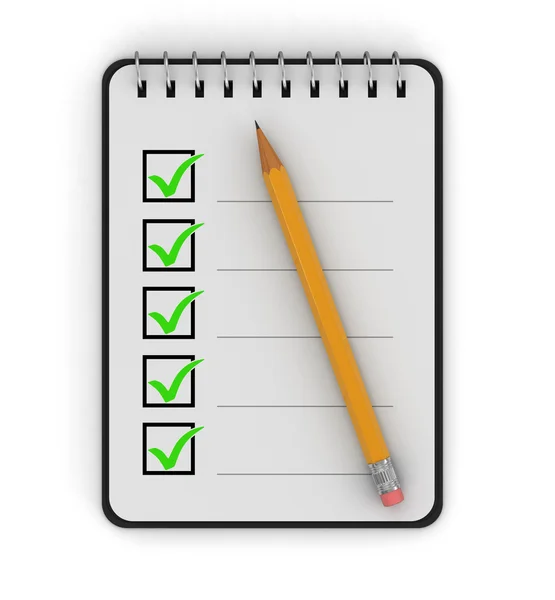 Notepad Checklist (clipping path included) — Stock Photo, Image