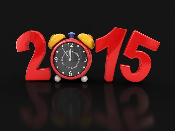 Año Nuevo 2015 con despertador (ruta de recorte incluida ) — Foto de Stock