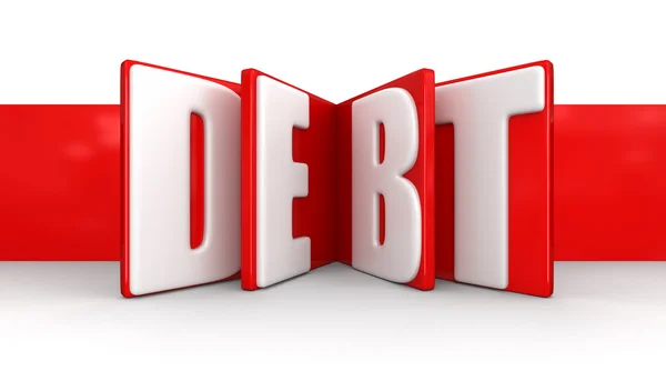 Label with debt (clipping path included) — Stock Photo, Image