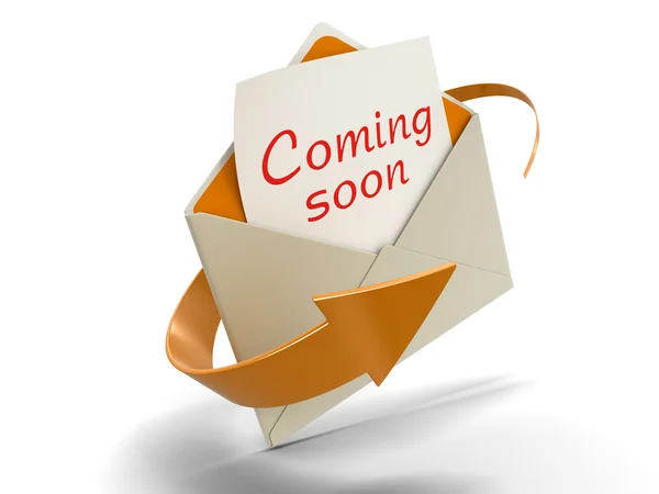 Letter coming soon (clipping path included) — Stock Photo, Image