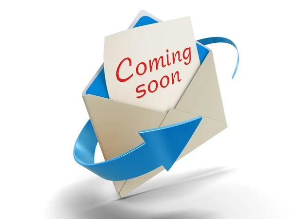 Letter coming soon (clipping path included) — Stock Photo, Image