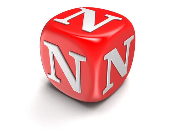 Tärningar med bokstaven N (urklippsbana ingår) — Stockfoto