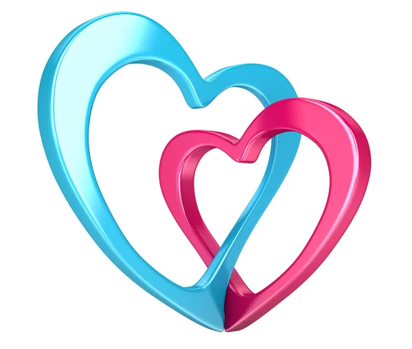 Two bound hearts (clipping path included) — Stock Photo, Image