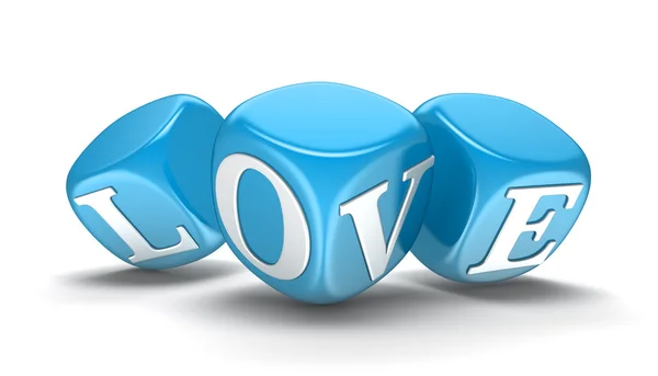 Dices and love (clipping path included) — Stock Photo, Image