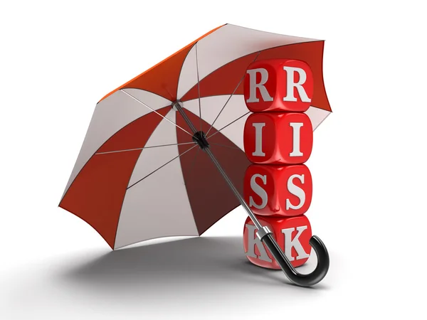 Risico onder paraplu (uitknippad opgenomen) — Stockfoto
