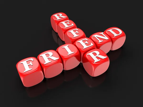Refer Friend - Block Letters (clipping path included) — Stock Photo, Image
