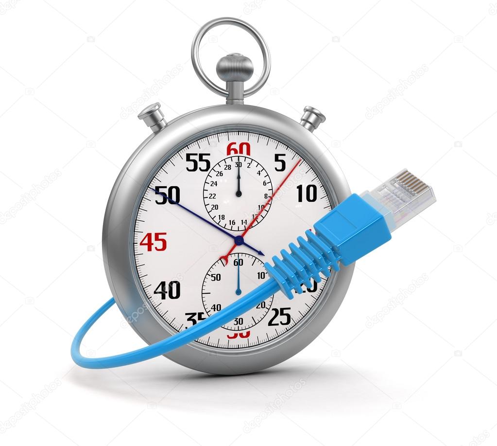 Stopwatch and Computer Cable (clipping path included)