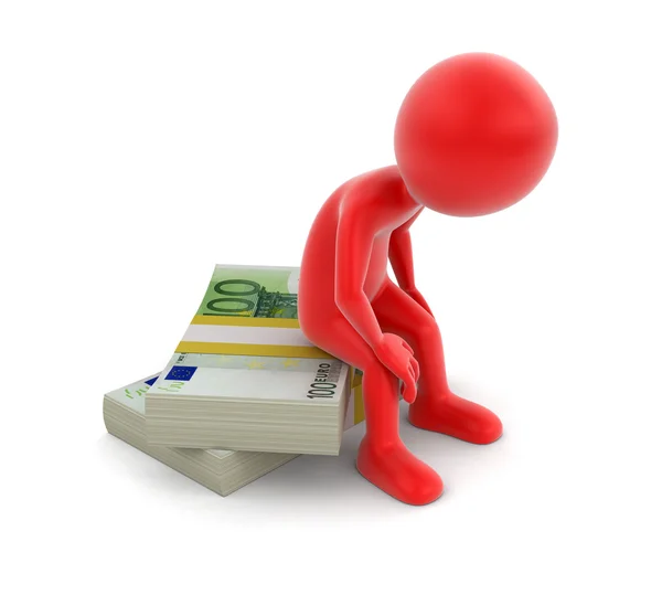Pile of Euro and man (clipping path included) — Stock Photo, Image