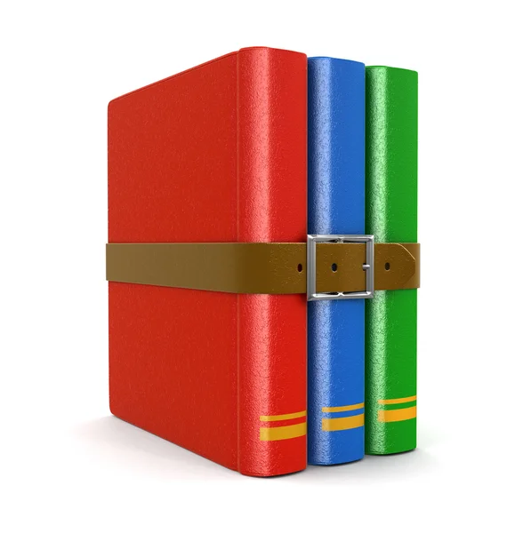 Stack of book with belt (clipping path included) — Stock Photo, Image