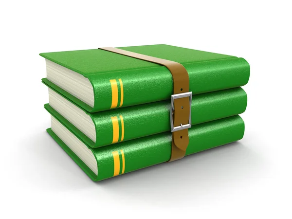 Stack of book with belt (clipping path included) — Stock Photo, Image