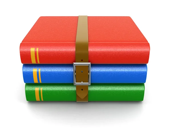 Stack of book with belt (clipping path included) — Stock Photo, Image