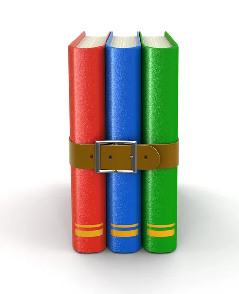 Stack of book with belt (clipping path included) — Stock Photo, Image