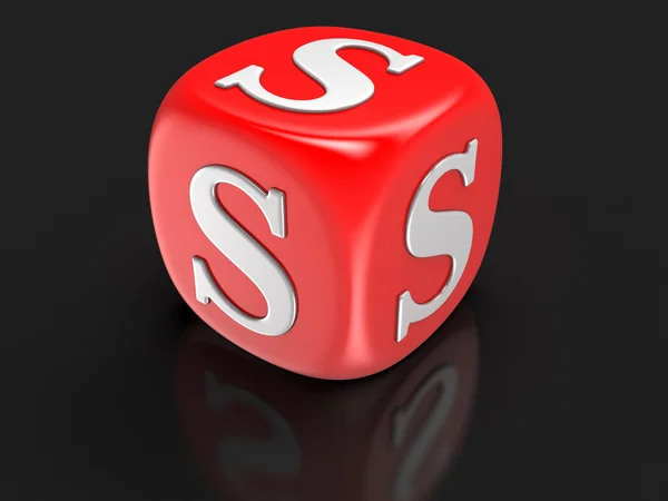 Dice with letter S (clipping path included) — Stock Photo, Image