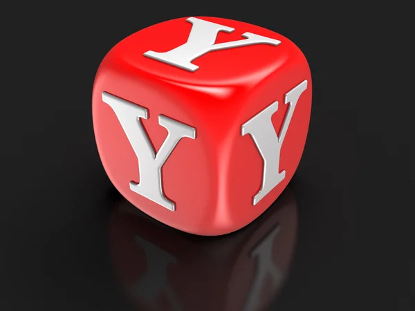 Tärningar med bokstaven Y (urklippsbana ingår) — Stockfoto