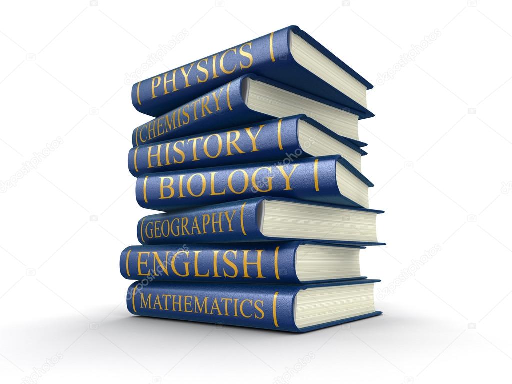 Stack of textbooks (clipping path included)