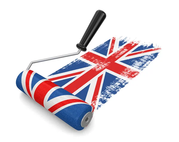 Paint roller with UK flag (clipping path included) — Stock Photo, Image