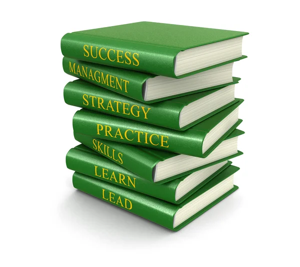 Stack of leadership related books (clipping path included) — Stock Photo, Image