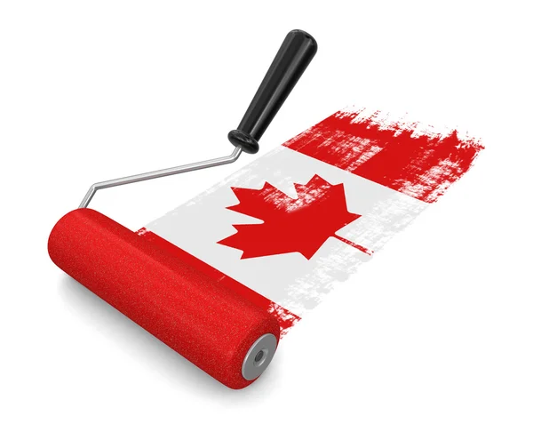 Rolo de pintura com bandeira do Canadá (caminho de recorte incluído ) — Fotografia de Stock