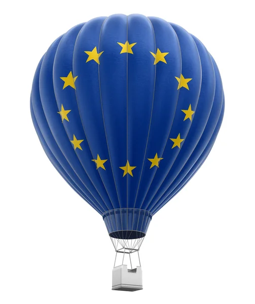 유럽 연합 국기와 함께 뜨거운 공기 풍선 — 스톡 사진