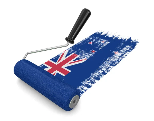 与新西兰国旗 (剪切路径包括油漆滚筒) — 图库照片