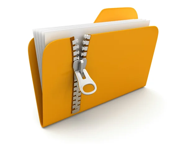 Folder and list with zipper (clipping path included) — Stock Photo, Image