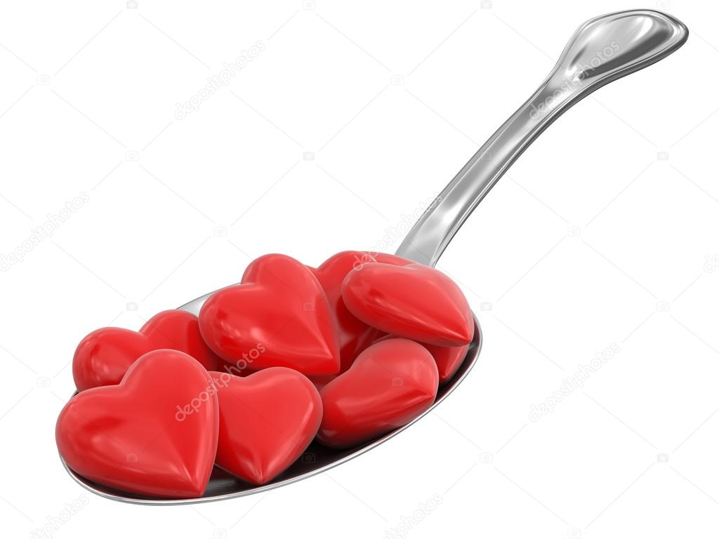 Spoon and Hearts (clipping path included)
