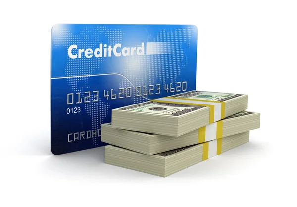 Credit Card and Dollars (clipping path included) — Stock Photo, Image