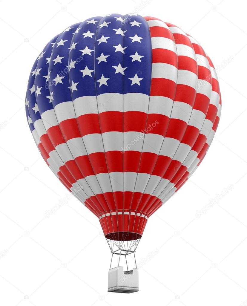 Hot Air Balloon with USA Flag (clipping path included)