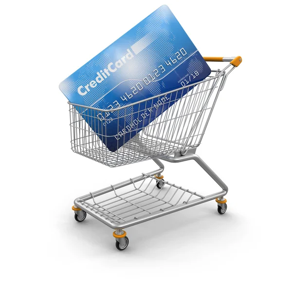 Shopping Cart and Credit Card (clipping path included) — Stock Photo, Image